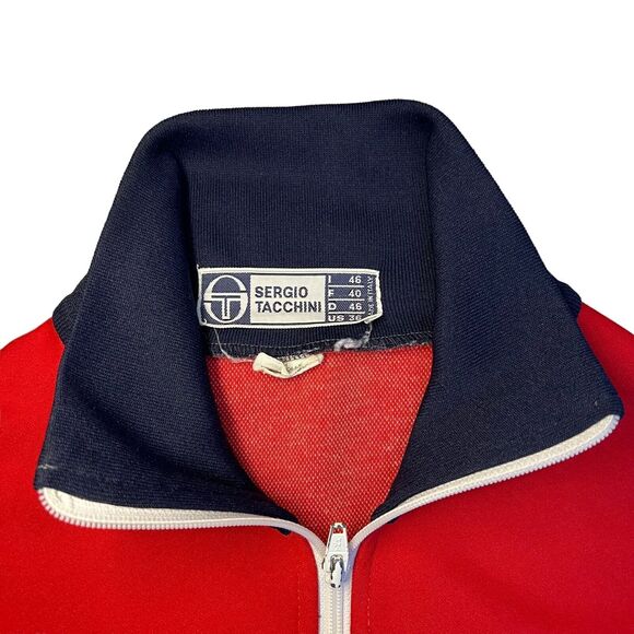 Sergio Tacchini Track Jacket Size 36 Blue Red White Striped Full Zip Embroidered - Picture 4 of 5